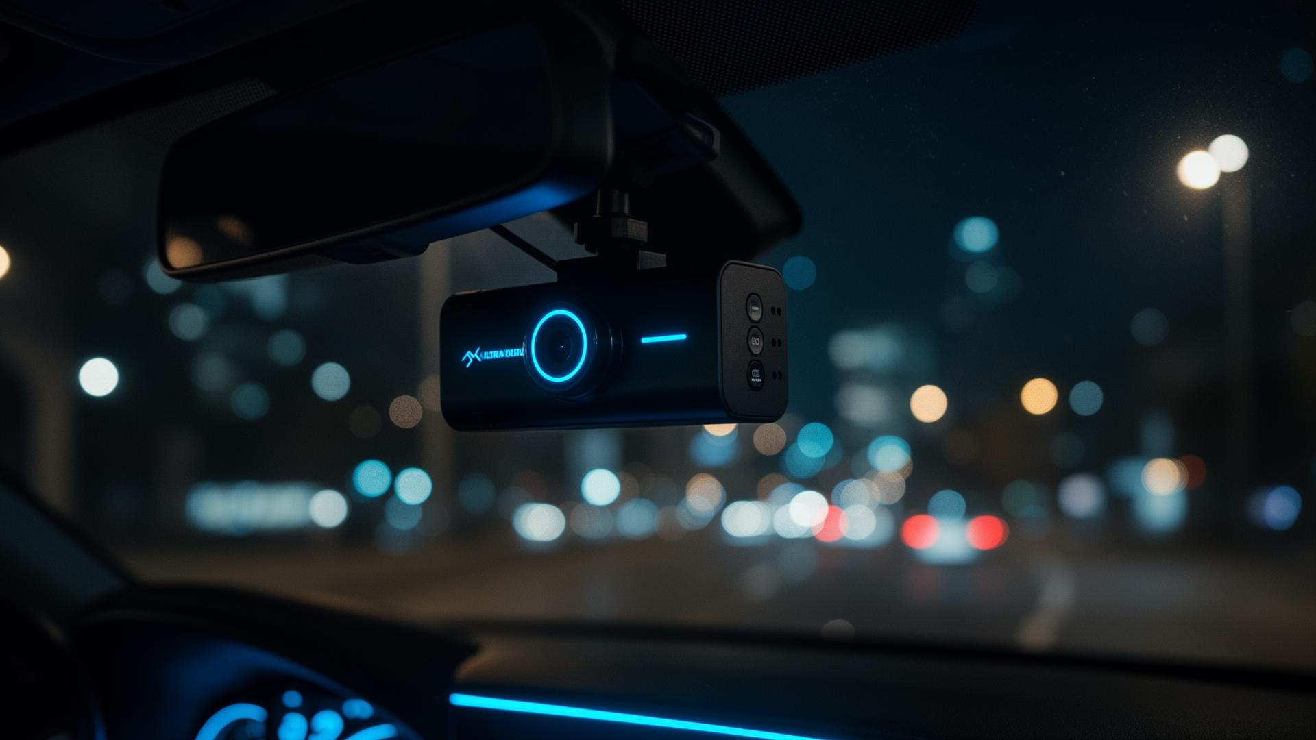 Dashlink mounted in vehicle at night